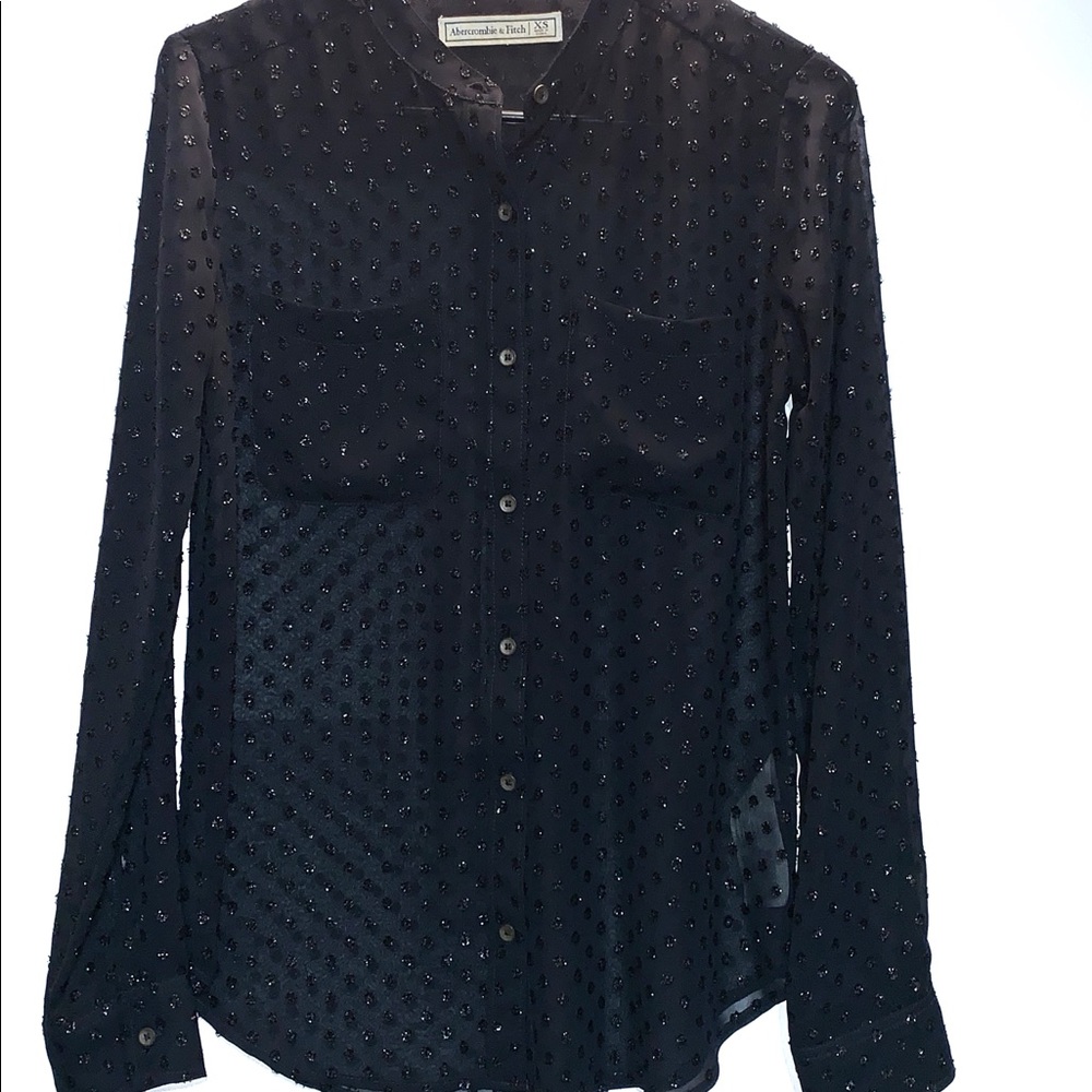 A&F | Sheer Polka Dot Button Down Blouse